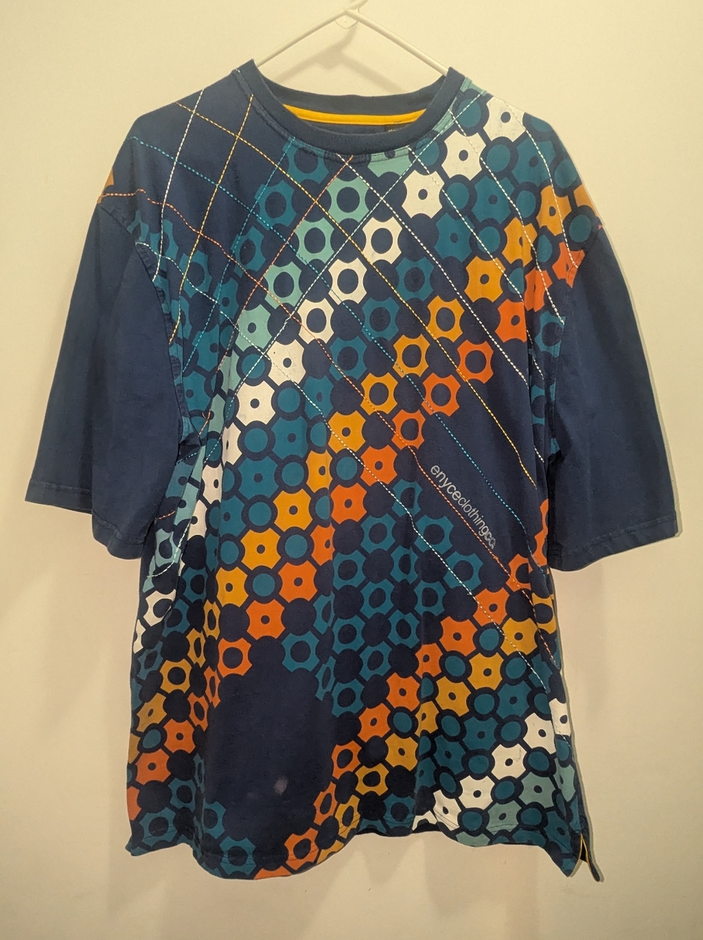 Enyce Geometric Multi-Color Graphic Tee - Navy, Teal, Orange, White - XXL